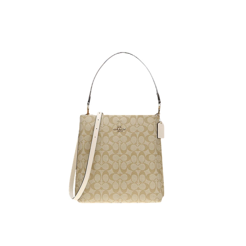 【全套礼盒】COACH/蔻驰 MOLLIE 女士经典标志单肩斜挎手提水桶包