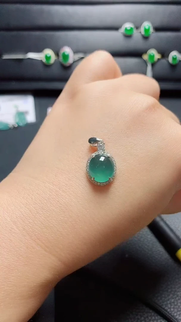 银S925镶嵌戒指翡翠天然翡翠A货s925银镶