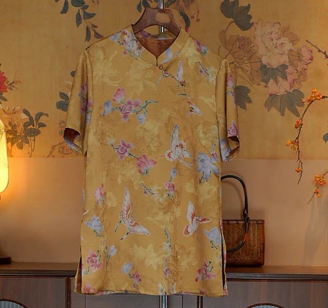 蝶舞 新中式香云纱国风高级百搭显瘦女上衣 11126