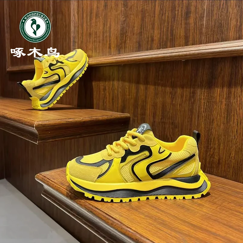 啄木鸟阿甘男鞋2025夏季网面增高新款透气百搭运动休闲跑步老爹鞋