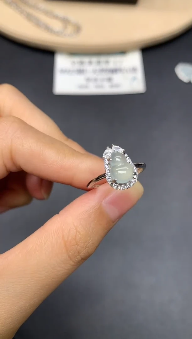翡翠戒指银S925镶嵌葫芦【多样性发其一】