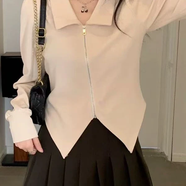 不规则长袖百搭上衣洋气时尚打底内搭大码女装