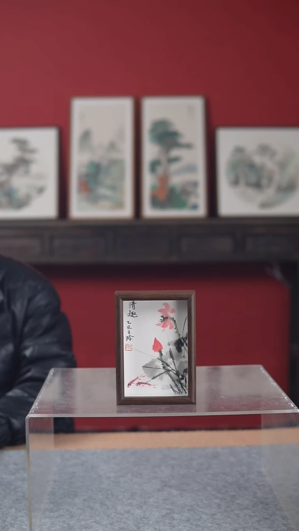 国画纯手绘纯手写-带框尺寸12*17