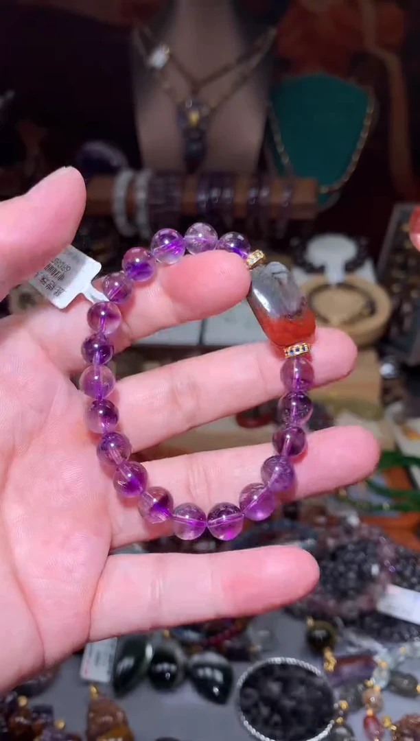 水晶珠宝半成品18K金镶嵌超七极光无事牌