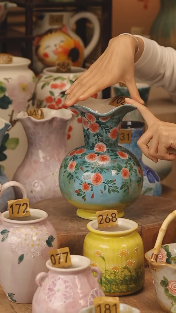 陶瓷景德镇设计师手作花器摆件侘寂风@M702@