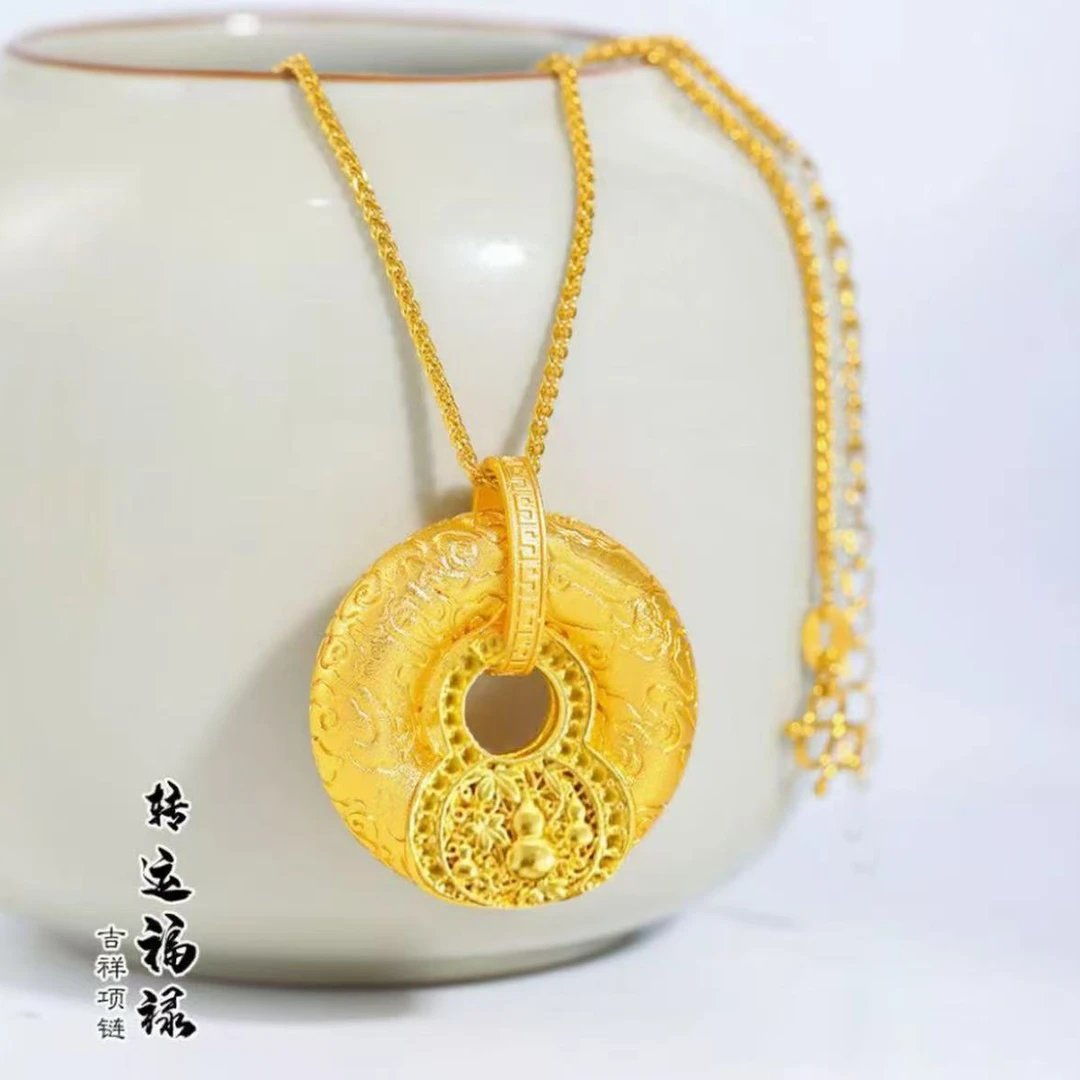 新中式祥云镂空葫芦平安扣项链ZD1099