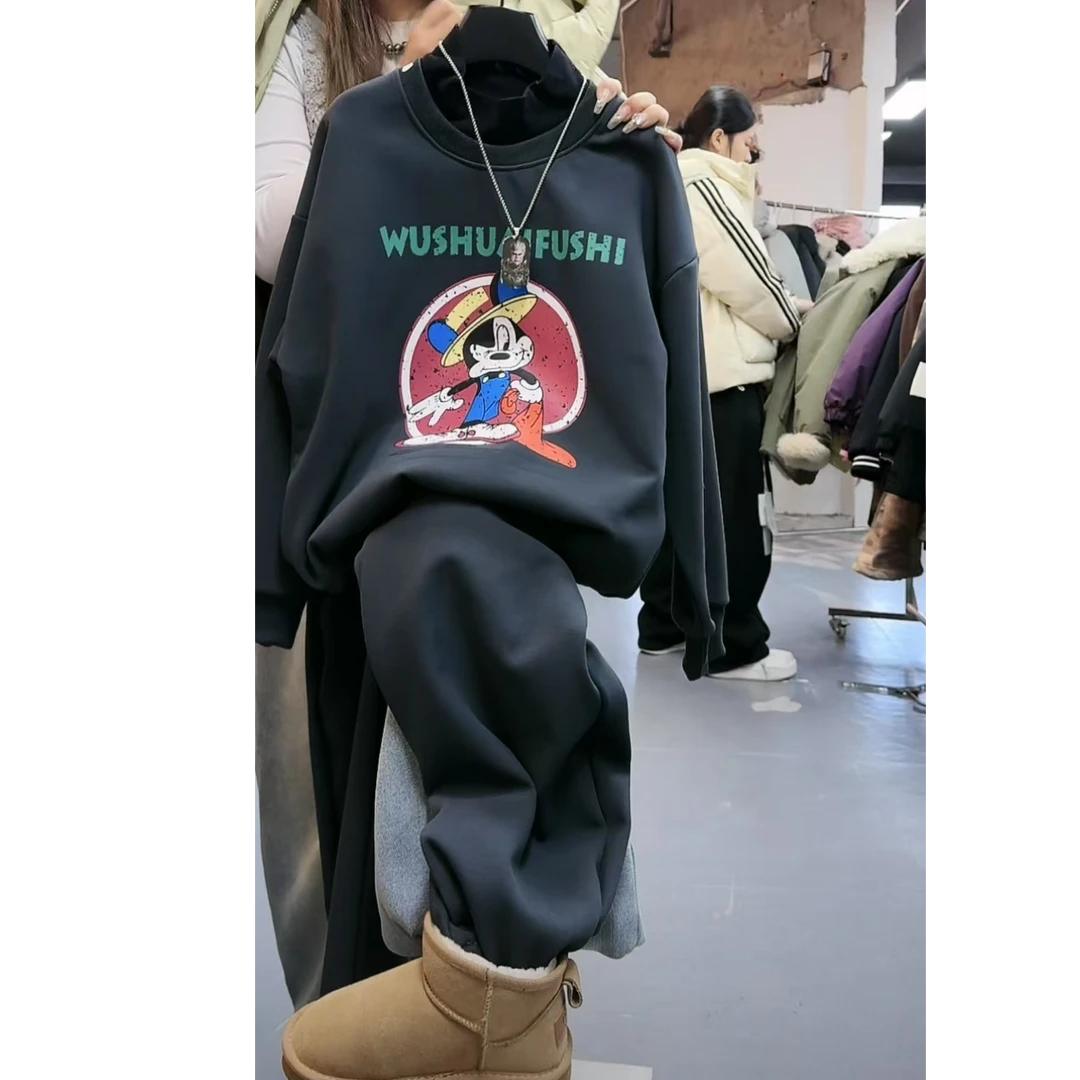 吾2024【Y】10月20日 儿童时尚深灰色米奇先生加绒套装777-