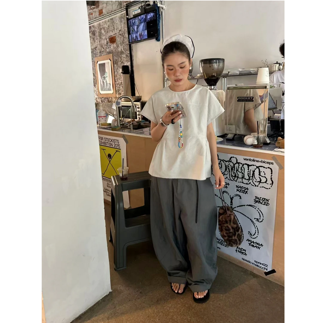 夏季新款韩系时尚洋气小飞袖衬衣21296