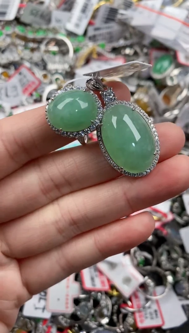 银S925镶嵌戒指翡翠9999---4