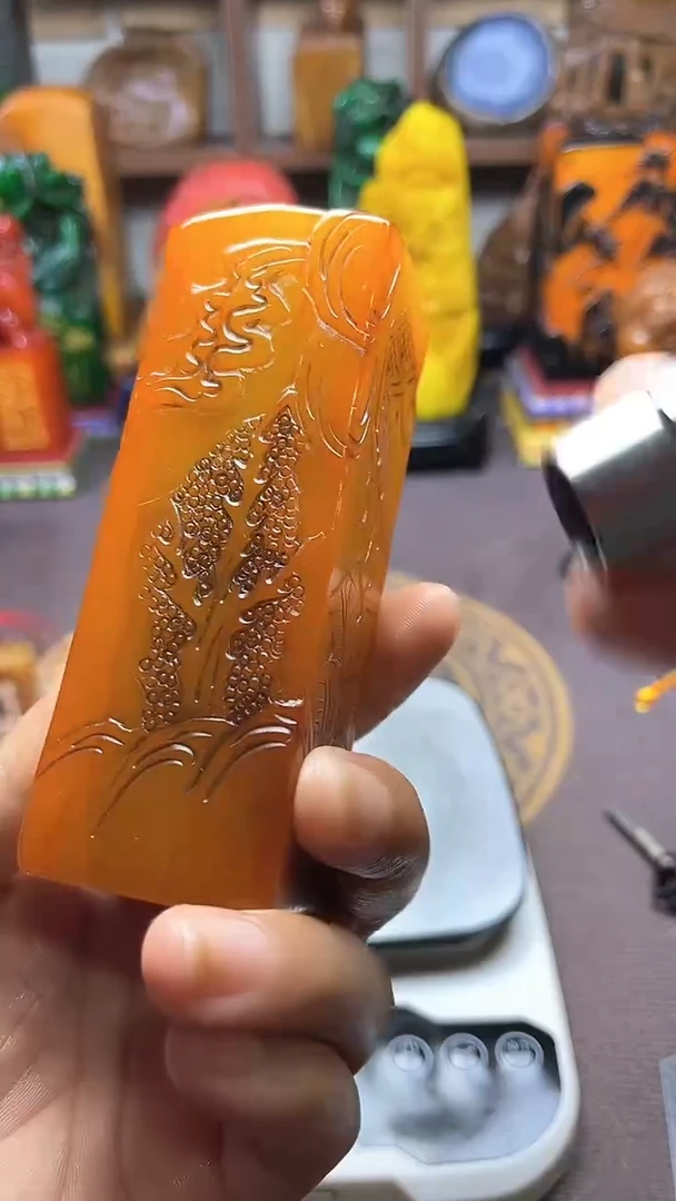 寿山石印石纯天然石料带底座礼盒