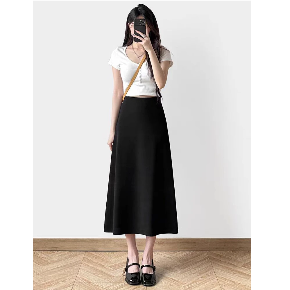 【闪闪专属】秋季法式小个子长裙高腰半身裙显瘦西装裙气质百搭裙子