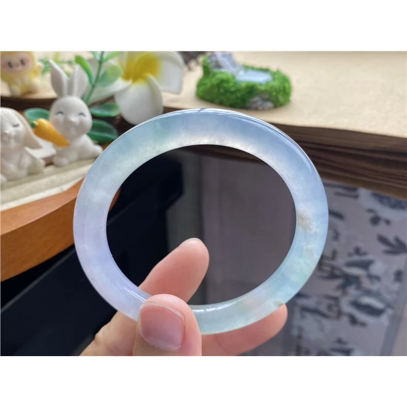 天然翡翠812批次冰晴水果冻圆条6722号53.2-8.2-8.3天然翡翠手镯