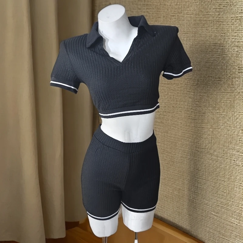 头头女装 夏季辣妹炸街针织套装#短款