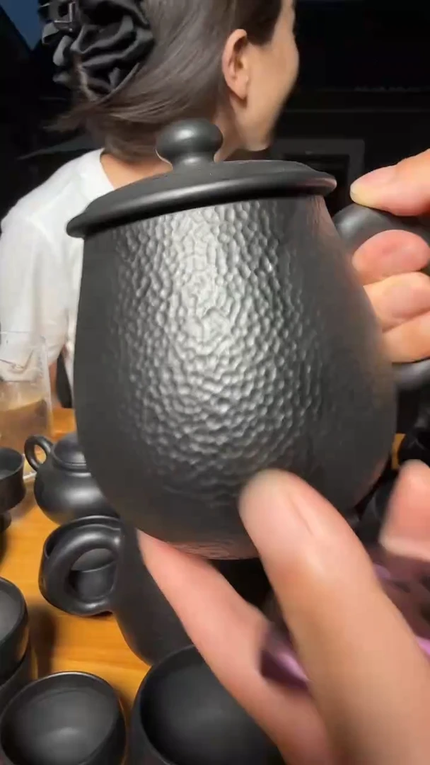 神农黑陶锤纹办公杯330cc