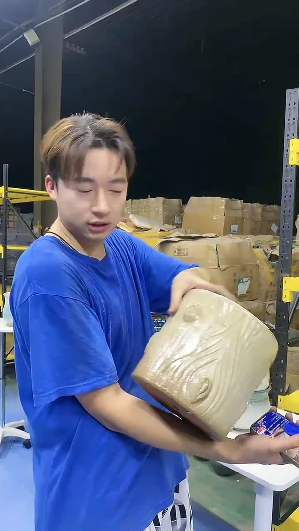 宜兴紫砂粗陶花盆