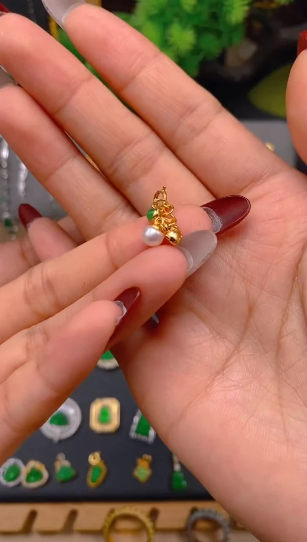 吊坠(不含链)银S925镶嵌翡翠配饰