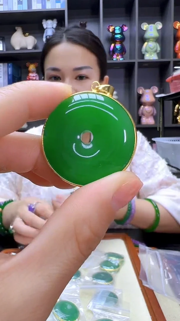 翡翠14K金镶嵌颈饰沉白diy劲饰