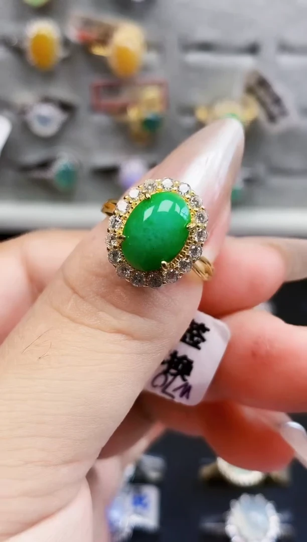 银S925镶嵌戒指翡翠2584