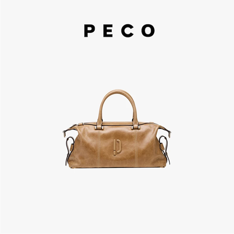 PECO小丑机车包波士顿植鞣油蜡手提单肩斜挎包饺子包女