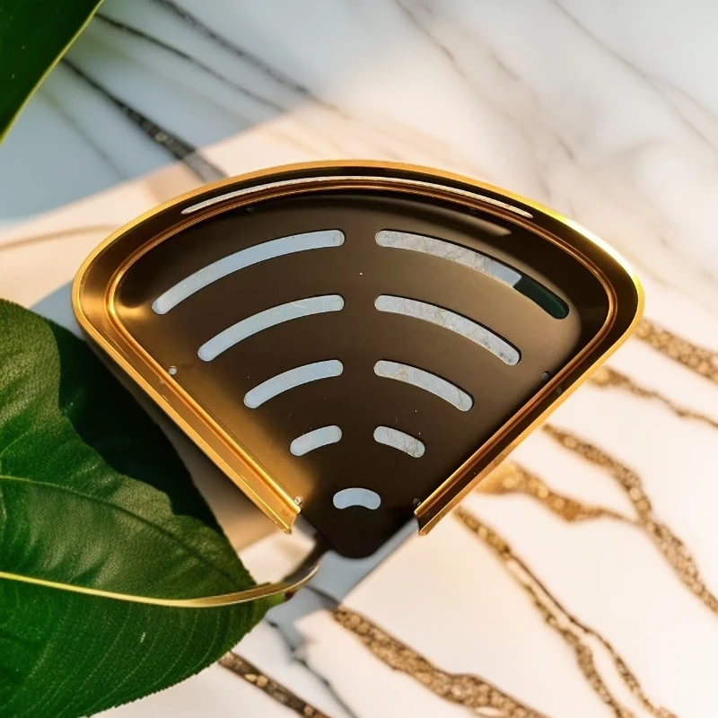 壁挂免打孔香皂浴室角架铝合金金色加厚家用收纳架颜色随机无胶水