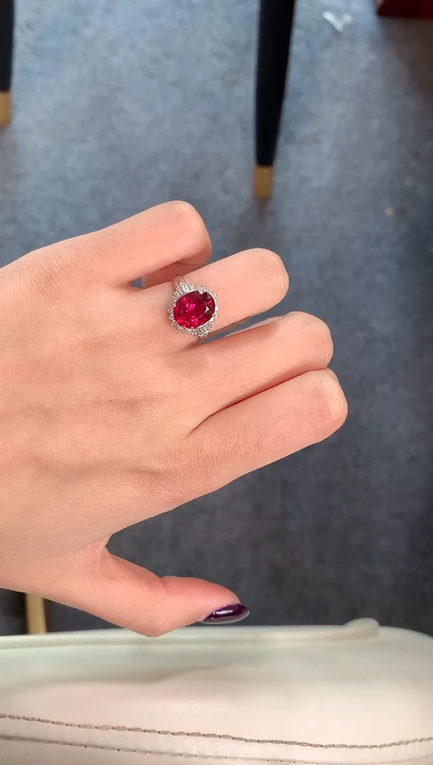 【闪购商品】碧玺戒指铂Pt850镶嵌卢比莱