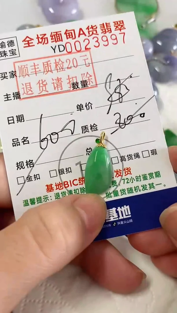 吊坠(不含链)18K金镶嵌翡翠随型