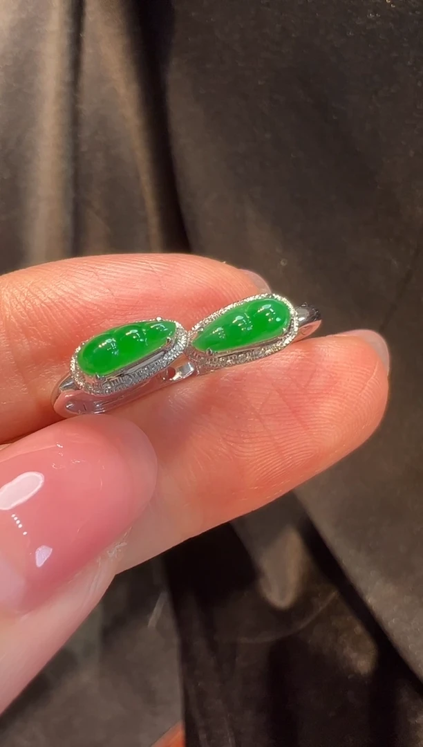 18K金镶嵌翡翠耳饰L6