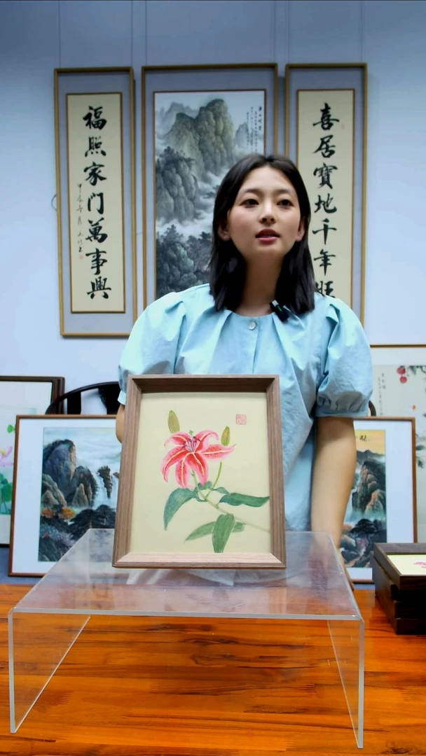 书法【百合】手写书法摆台茶室挂画装饰画23*28cm