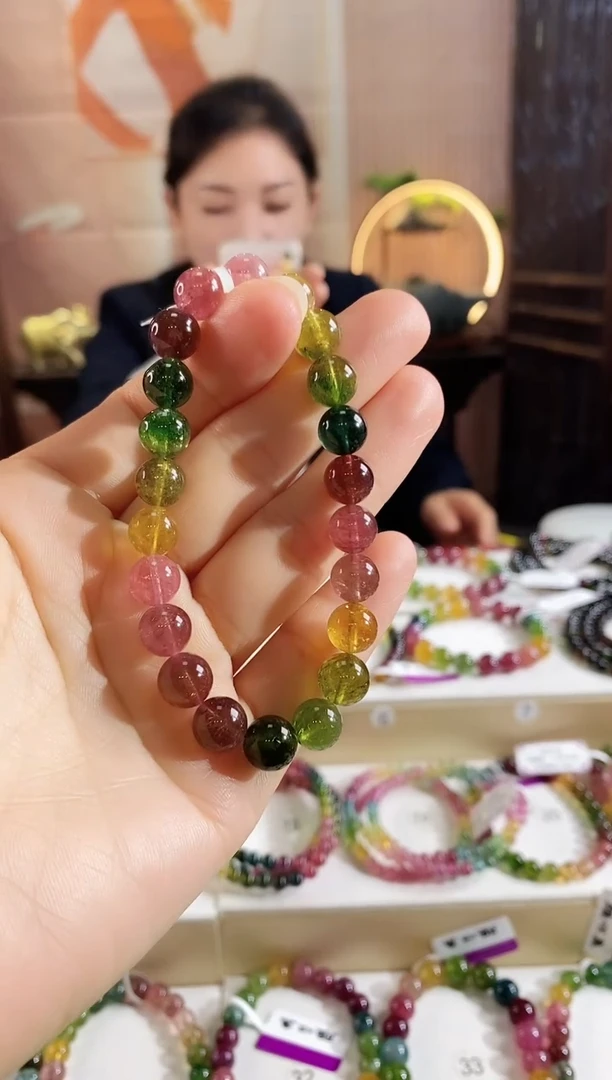 未镶嵌手串碧玺G2125素圈颜色微差