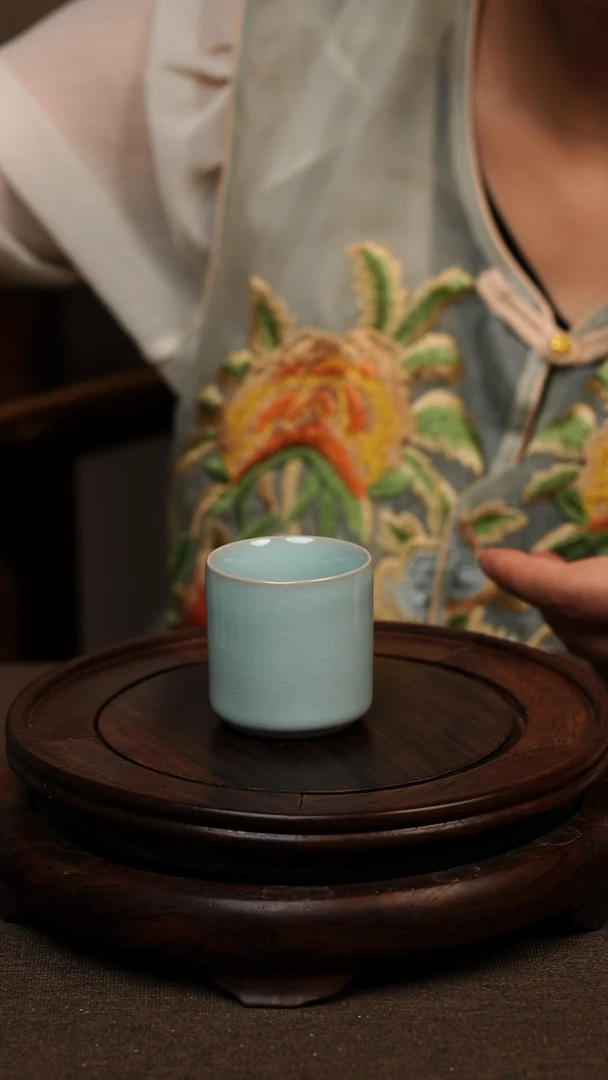 瓷片天青色扳指杯 50ML微瑕不带礼盒