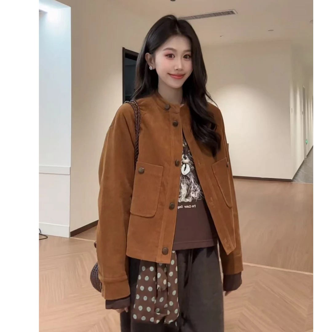 JIUJIU【赴约茶歇】灯芯绒韩系高级感小众休闲复古时尚外套女