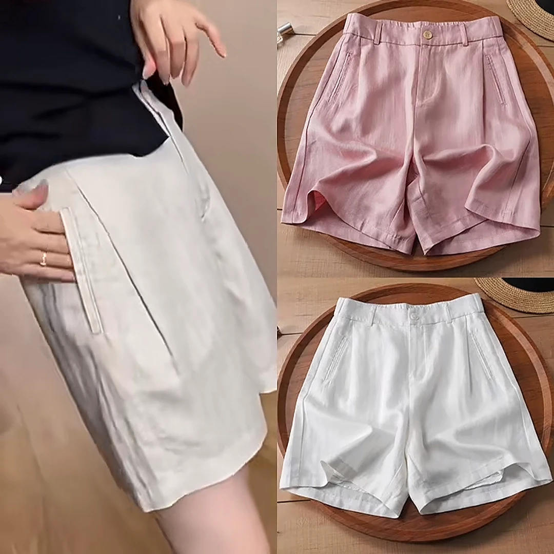 天丝亚麻短裤女款爆款2025新款薄款宽松软面料舒适透气五分裤