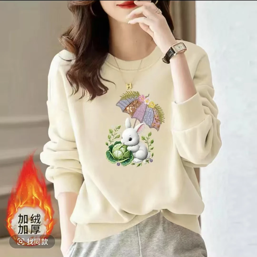 【加绒款】冬季圆领卫衣情侣装时尚百搭潮流休闲印花卫衣