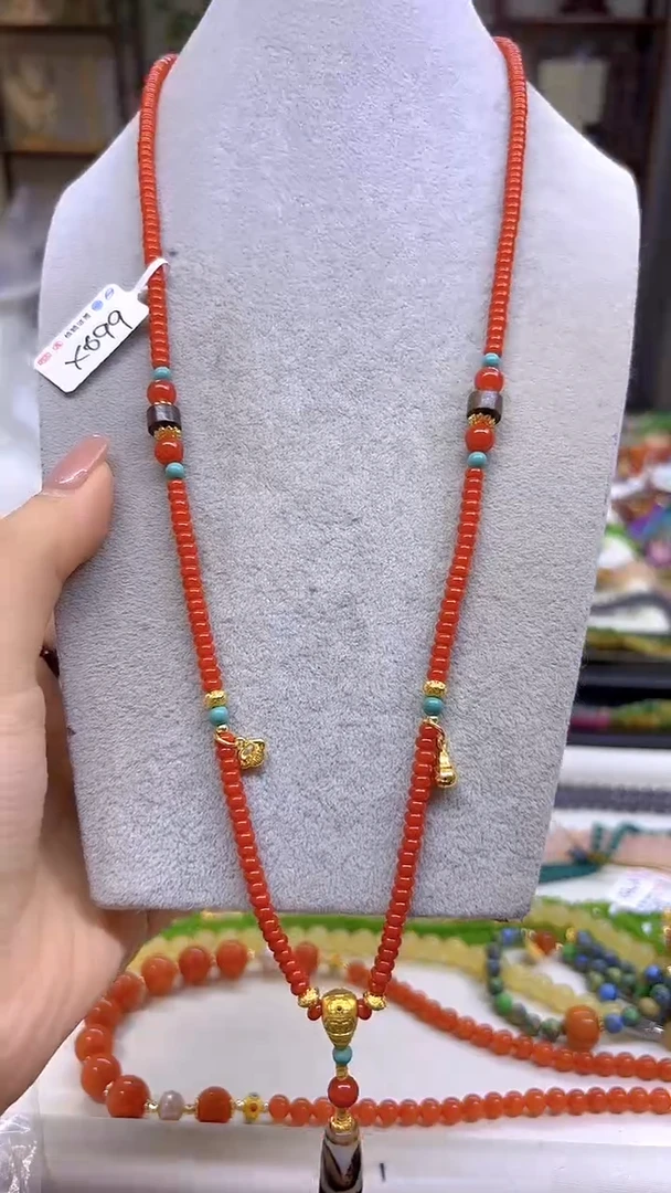 南红玛瑙未镶嵌项链DIY款X699