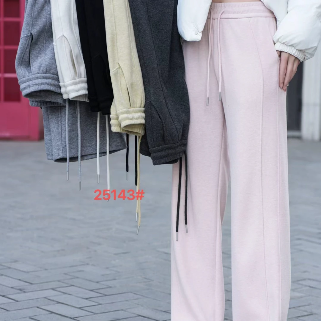 韩版羔羔绒裤休闲裤显瘦针织高腰直筒时尚WW25143