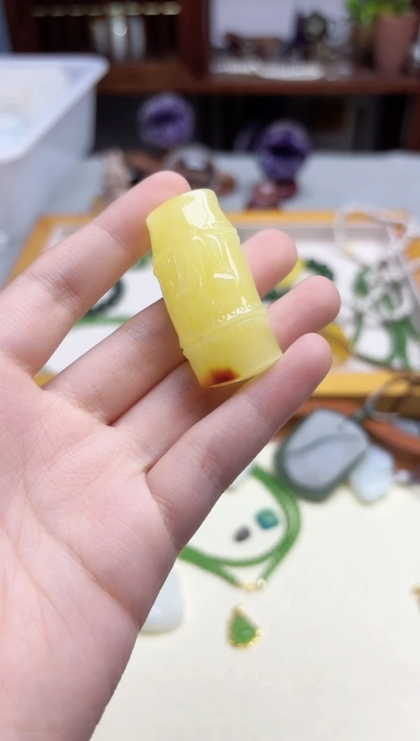 裸石蜜蜡未镶嵌蜜蜡竹节配饰44*17mmHS