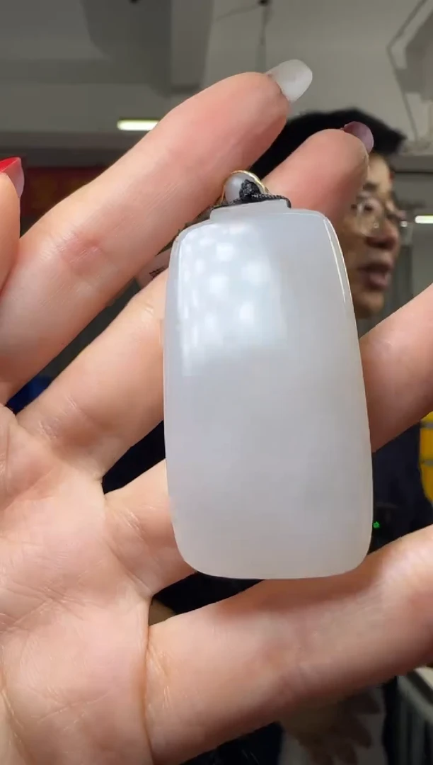 【闪购商品】和田玉吊坠(不含链)未镶嵌烟青无事牌吊坠9*25*52mm