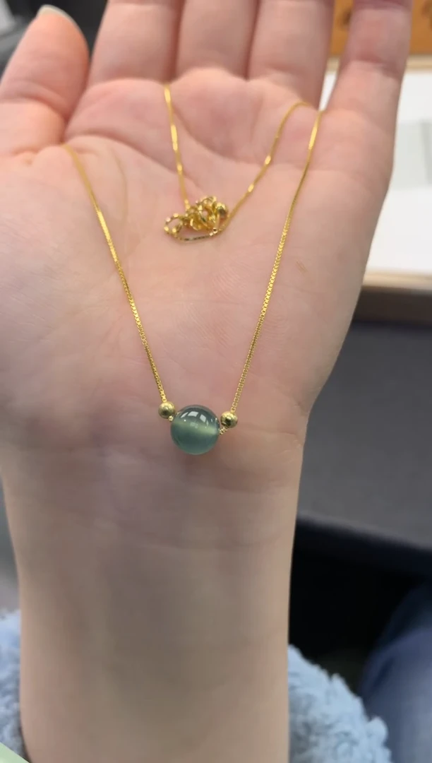 【闪购商品】翡翠项链银S925镶嵌FC66圆珠项链多样性发其一