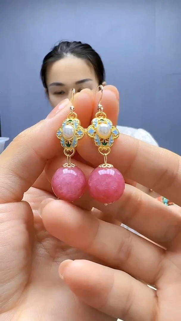 菱锰矿（红纹石）14K金镶嵌颈饰随昔diy颈饰