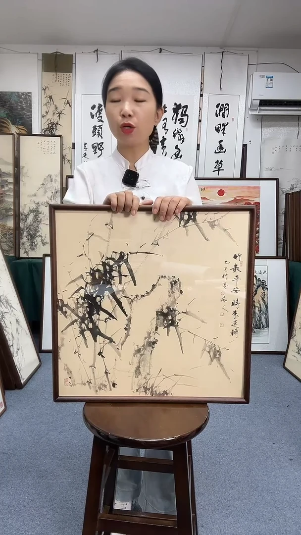 国画52*52实木画框京东包邮手绘