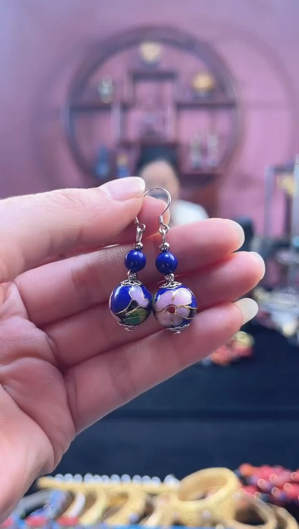 非遗 景泰蓝耳饰 1.2宝蓝