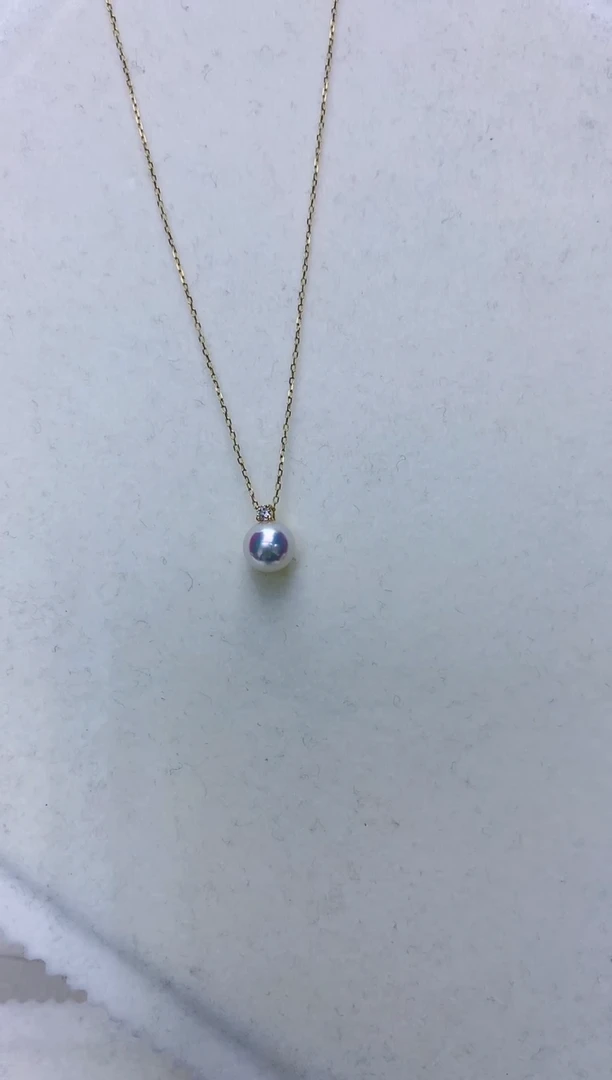 【闪购商品】海水珍珠饰品18K金镶嵌7-8钻石王妃吊坠赠银链