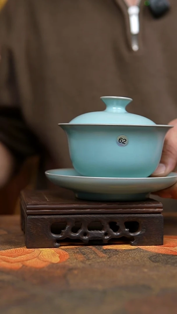 其他仿古天青纯手工三才宝盖碗瑕62