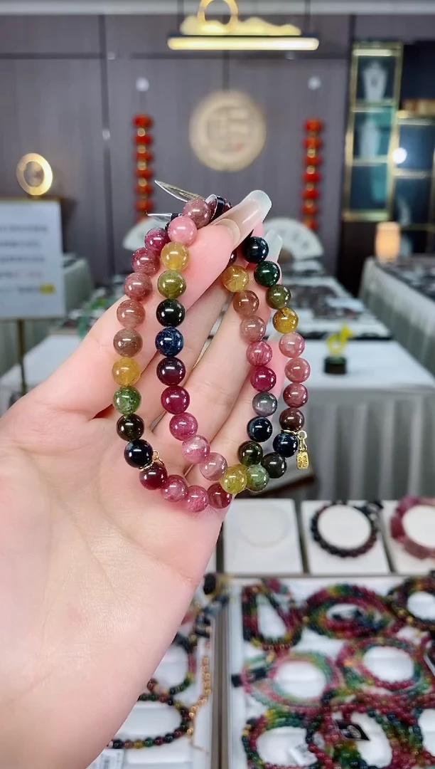 老矿碧玺单圈手串7mm+未镶嵌碧玺mz多样性发货一条