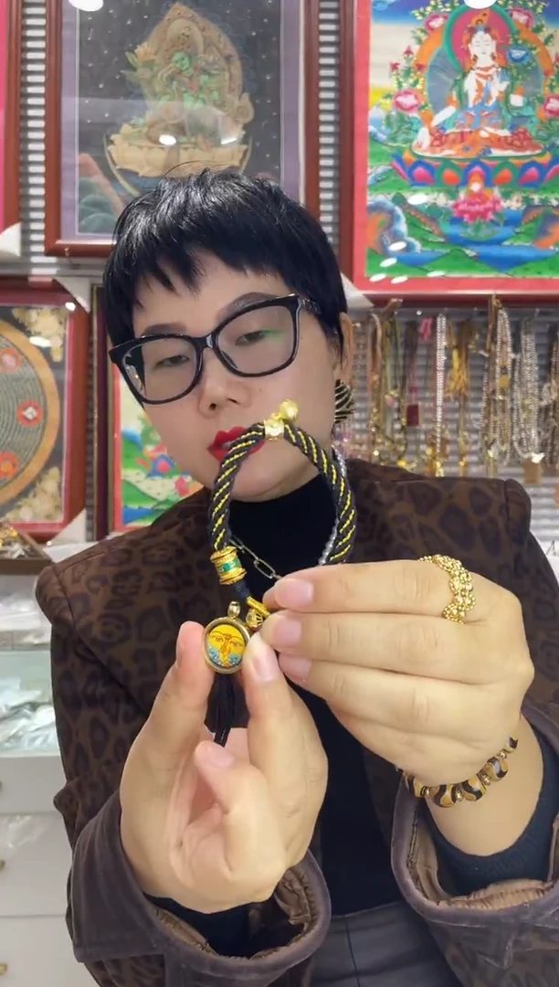吊坠纯手绘唐卡（非质量问题 不退不换）1.5 文殊 黑绳子