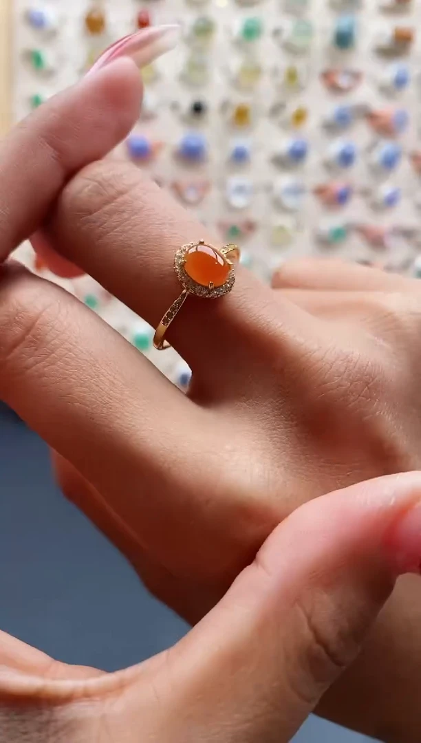 【闪购商品】翡翠戒指银S925镶嵌缅甸天然A货翡翠333 8+3