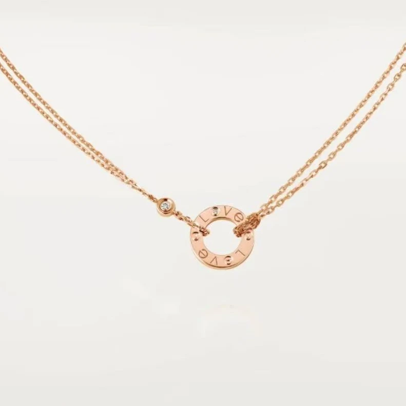 99新 Cartier/卡地亚 18k金love双钻小圆饼项链