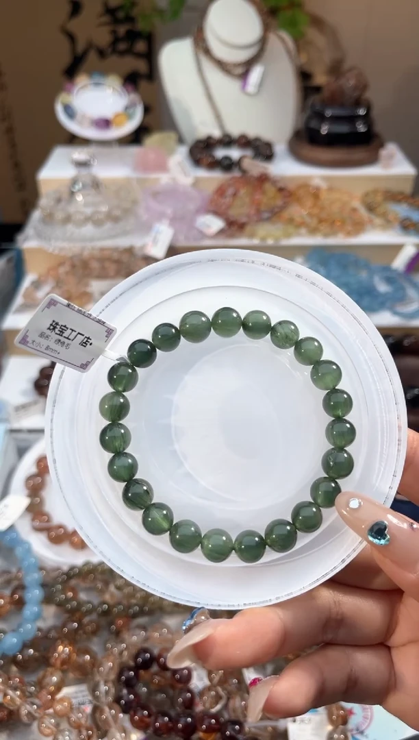 发晶手链银S925镶嵌L****?绿兔毛-8+