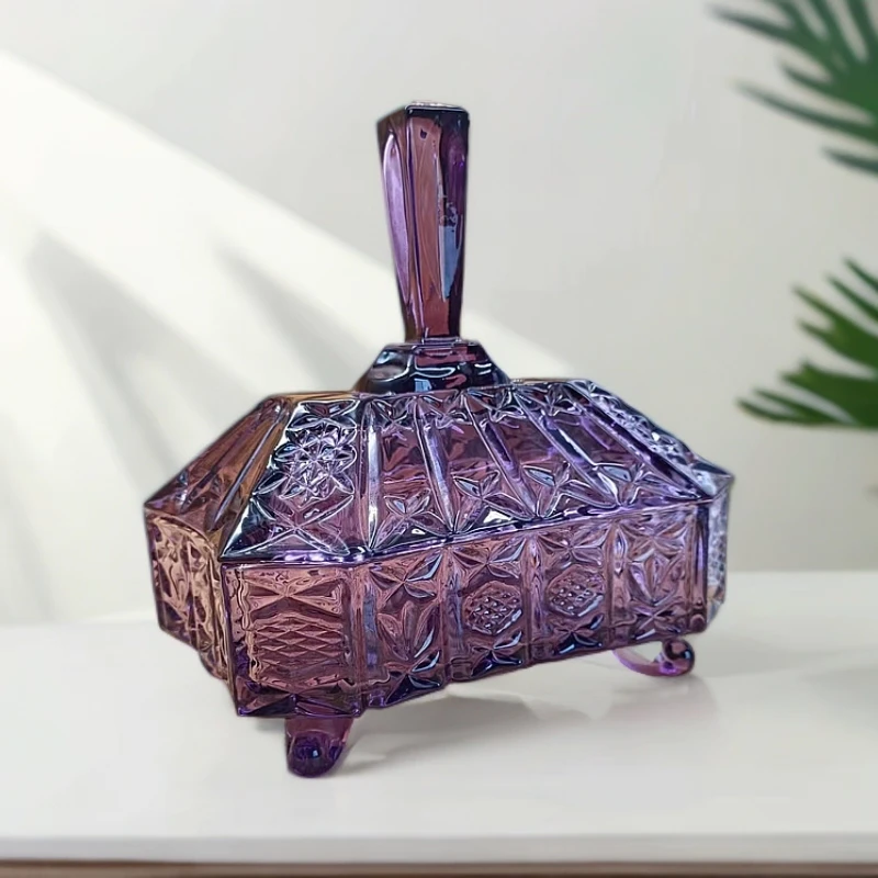 【SRT】紫色的四方储物罐摆件办公室桌面置物架玄关送礼