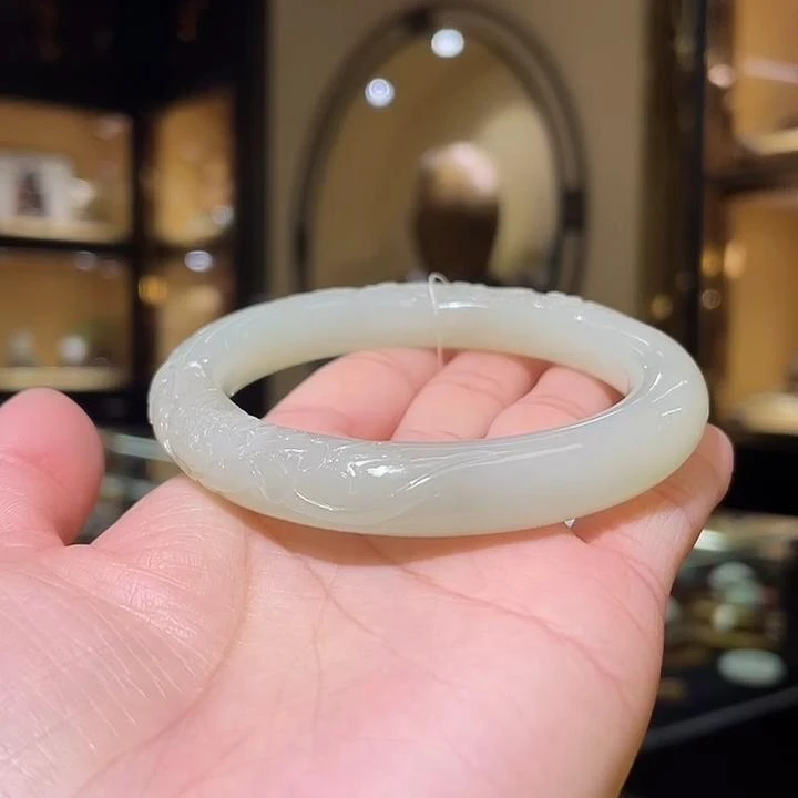 和田玉晴水手镯56#54.4g